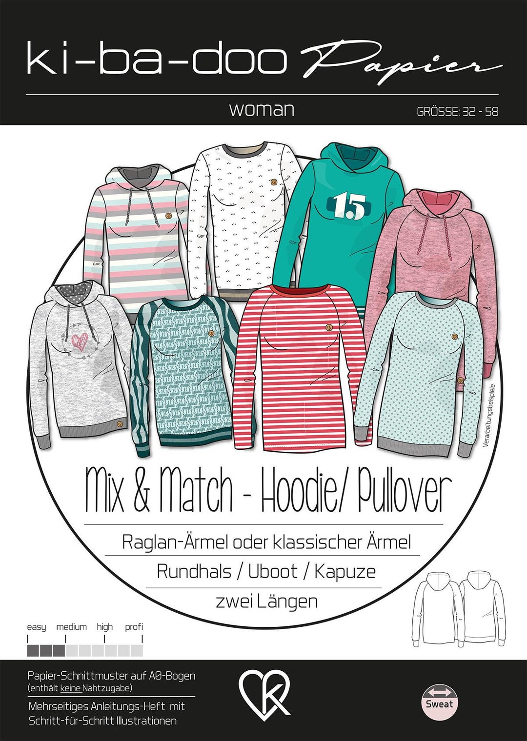 Pullover Kibadoo Mix And Match Paper Cut Mix&match Hoodie/sweater