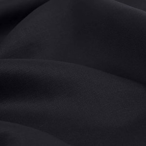 Blouse fabric woven from Tencel and linen, plain black - 145 cm wide - smooth fabric, UNI