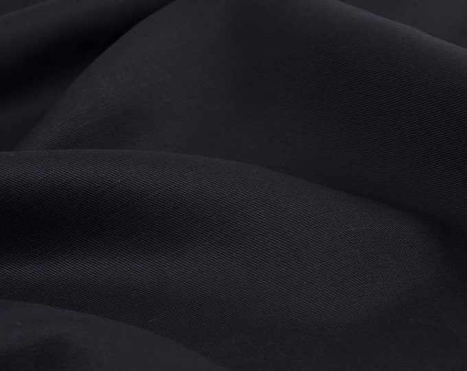 Blouse fabric woven from Tencel and linen, solid black - 145 cm wide - smooth fabric, solid color