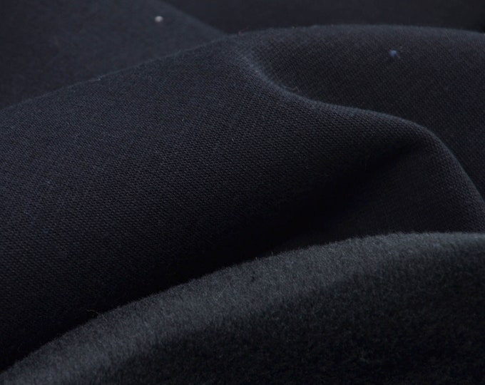 Sweatstoff Alpenfleece, uni schwarz, flauschig - 147cm breit - Stoff flauschig, UNI