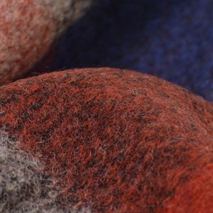 Tessuto per cappotti “Cacao”, lana, quadri, ruggine, blu, marrone di Hilco - larghezza 150 cm - tessuto a quadri opachi