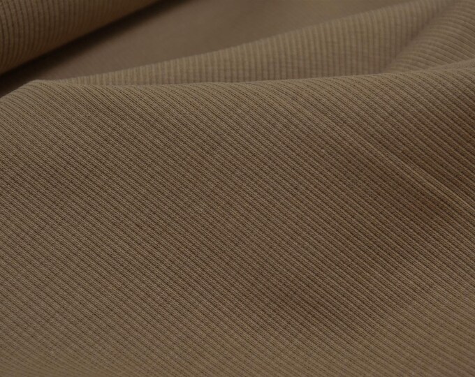 Bündchenstoff aus Bio Baumwolle in beige, kamel von Mind the Maker - 110cm breit - Stoff glatt UNI