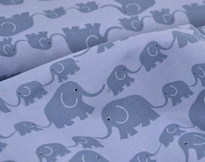 Cotton fabric, "Young Line" by Westfalenstoffe, with elephants - 150 cm wide - patterned animal fabric