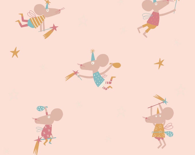 Tooth Fairy, poplin, cotton, pink, pastel, glitter, gold - Katia