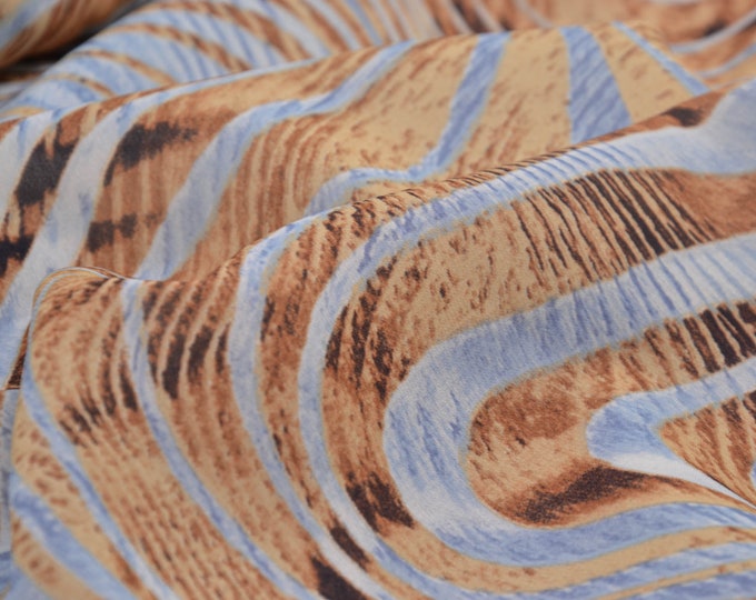 Blouse fabric with zebra print in blue and beige - 145 cm wide - animal patterned fabric