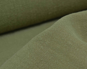 Linnen stone washed effen groen, olijfgroen, jurk, rok - 140 cm breed - stof linnenlook, effen
