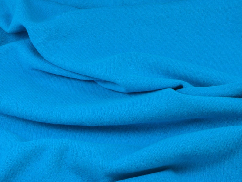 Gillo knitted fabric made of cotton in blue and turquoise by Hilco - 175 cm wide - matte melange fabric image 7