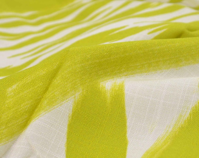 Blouse fabric made of viscose, linen look, green, white by Hilco - 135 cm wide - matte, patterned fabric