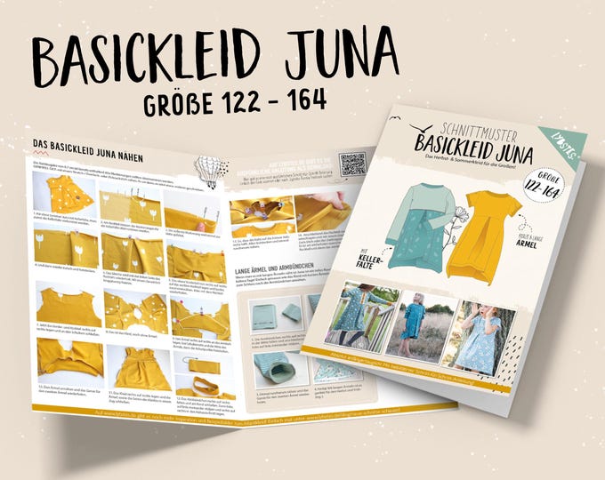 Basic dress Juna Kids (size 122 - 164), paper pattern by Lybstes