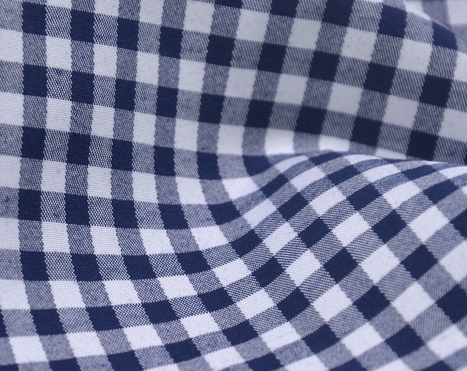NEU! Baumwoll-Stretch Stoff Vichy-Karo blau weiß elastisch