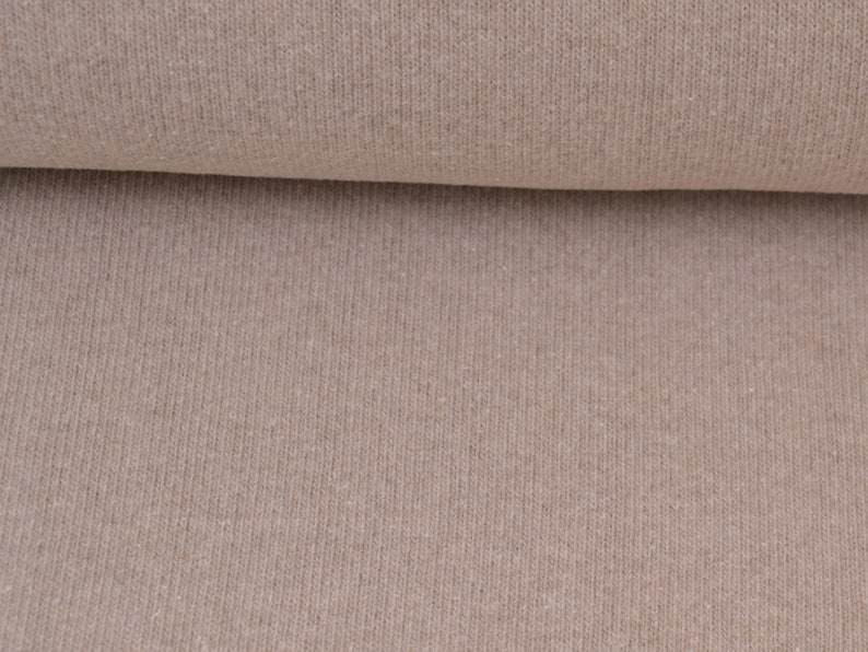 Gillo knitted cotton fabric in beige, natural by Hilco - 175 cm wide - matte melange fabric image 5