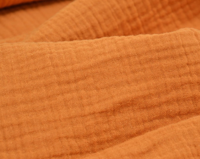 Muslin fabric in yellow-orange made of cotton by Hilco - 130 cm wide - crushed fabric UNI