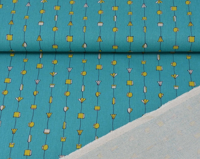 Canvas Streifen gelb petrol beige Kokka Echino