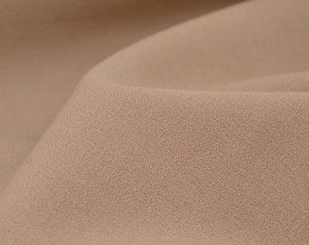 Wool jacket fabric, crepe with stretch, double-faced, beige, camel - 145 cm wide - smooth fabric, solid color