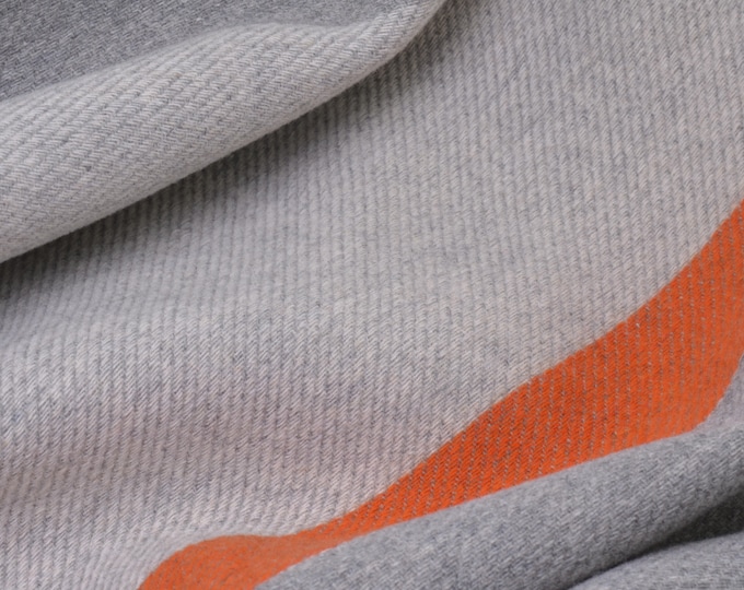 Wool coat fabric in grey, beige, orange striped, stripes - 155 cm wide - fabric matt, stripes