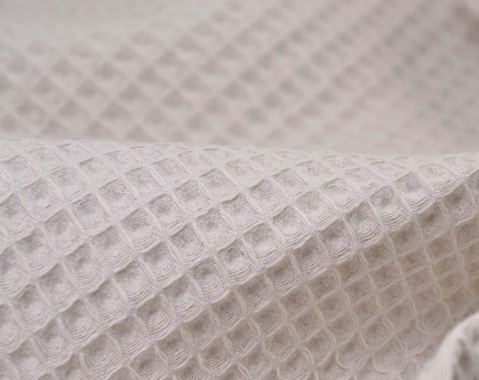 Waffle piqué, cotton waffle fabric in solid beige/sand by Hilco - 145 cm wide - matte fabric, solid color