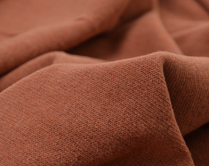 Strickstoff „Gillo“, Baumwolle, braun, rost von Hilco - 175cm breit - Stoff matt melange