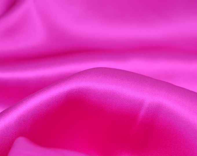 Silk fabric in plain pink, satin, thin, light, shiny - 135 cm wide - fabric shiny, UNI