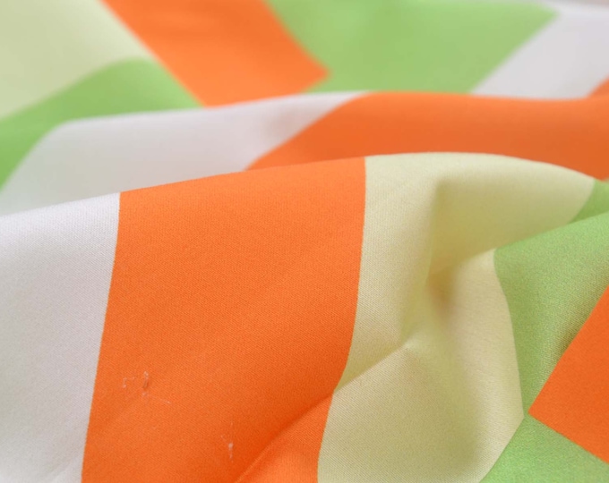 Blouse fabric batiste made of cotton, thin, patterned, green, orange - 145 cm wide - fabric smooth, patterned