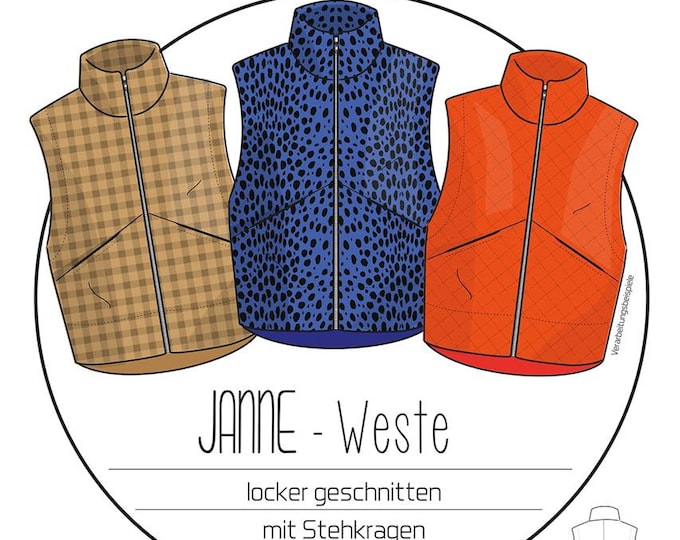 Paper pattern vest Janne | Sizes 32-58, ki-ba-doo, Women's
