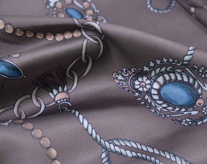 Blouse fabric stretch pearls grey sold by the meter