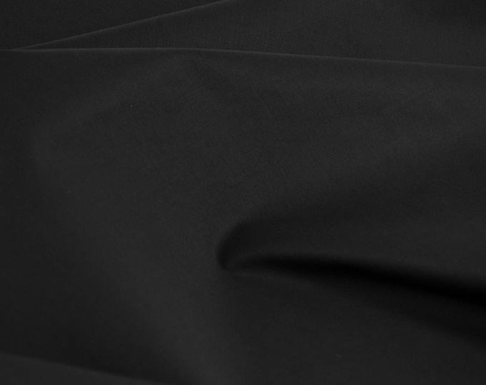 NEW! Blouse fabric stretch poplin, cotton, black, plain