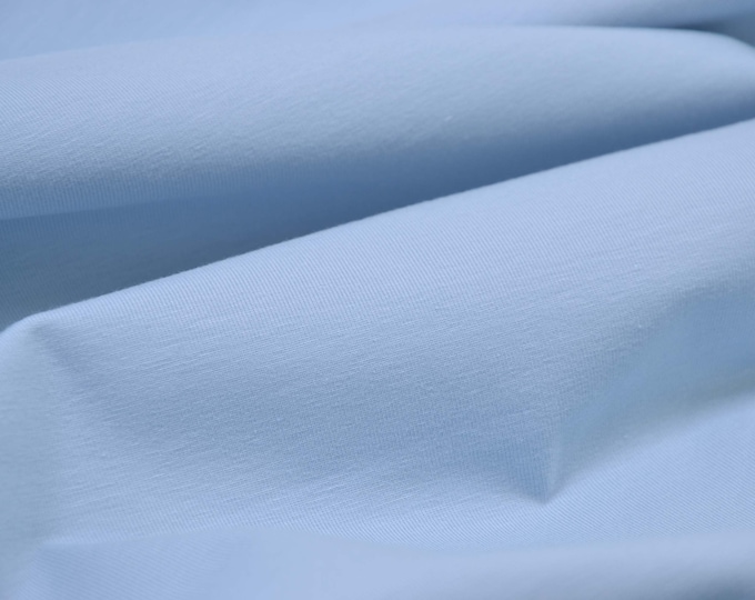 NEW! Cotton jersey fabric, solid blue, light blue, baby blue