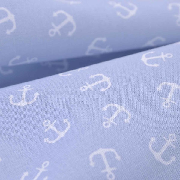 Cotton fabric Hamburg Maritim light gray, anchor from Westfalenstoffe - 150 cm wide - fabric smooth, patterned