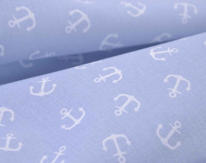 Baumwollstoff Hamburg Maritim hellgrau, Anker von Westfalenstoffe - 150cm breit - Stoff glatt, gemustert