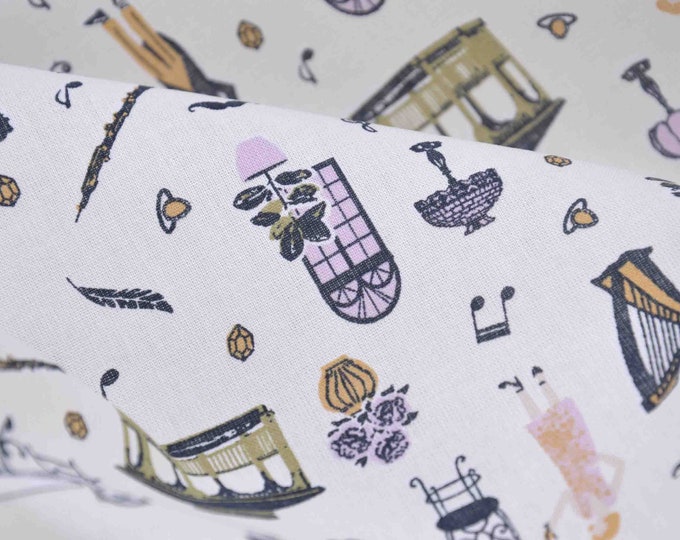 Westfalenstoffe Salzburg, instruments, black, notes, cotton, patchwork