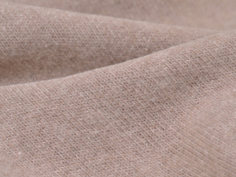 Gillo knitted cotton fabric in beige, natural by Hilco - 175 cm wide - matte melange fabric image 1