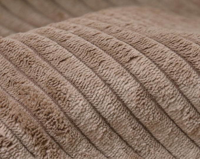 Polsterstoff Kord in beige, samtig, weich für Kissen, Taschen  - 140cm breit - Stoff flauschig, UNI