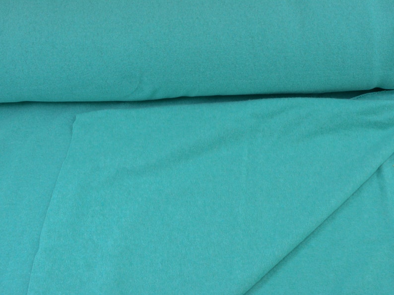 Tejido de punto de algodón Gillo en turquesa y verde de Hilco - 175 cm de ancho - tejido jaspeado mate imagen 9