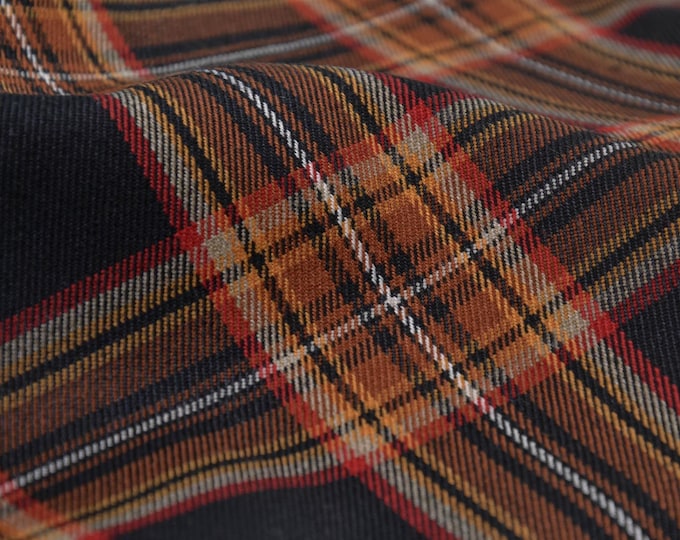 Hosenstoff Stretch mit Karo in Orange - 150cm breit - Stoff glatt Karos