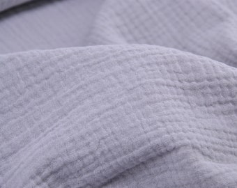 Muslin fabric in light gray made of cotton from Hilco - 130 cm wide - fabric crashed UNI