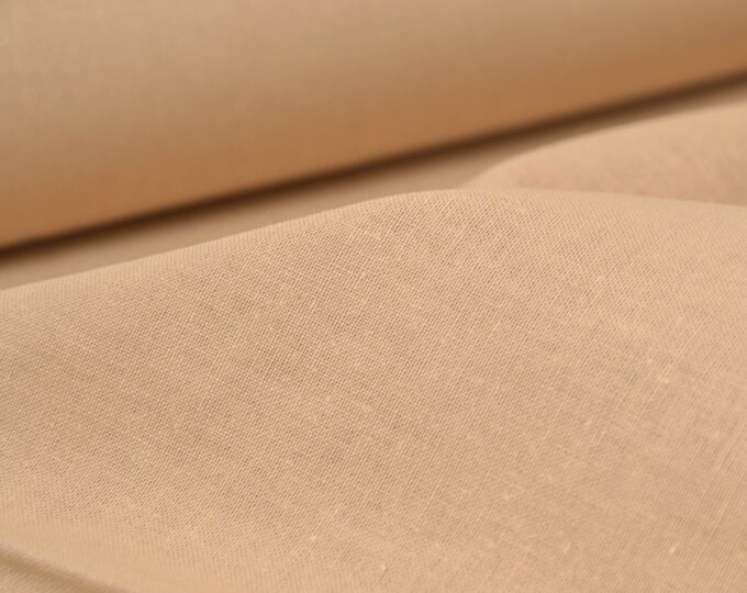 Baumwollstoff, Druckstoff, Uni in beige  - 155cm breit - Stoff glatt, UNI