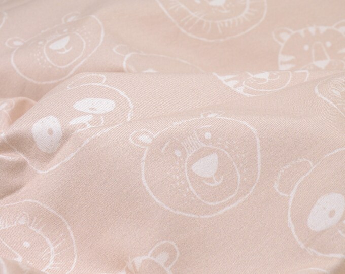 Children's jersey Baby Face Lion, Tiger in beige by Hilco made of cotton - 150 cm wide - fabric matt, animals