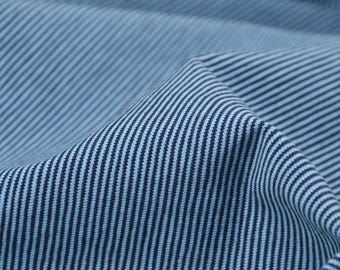 Cotton jersey with thin stripes in dark blue, blue, striped - 150 cm wide - matte fabric, striped