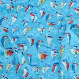 Patchwork fabrics, sailboat, maritime, sea, blue, boats