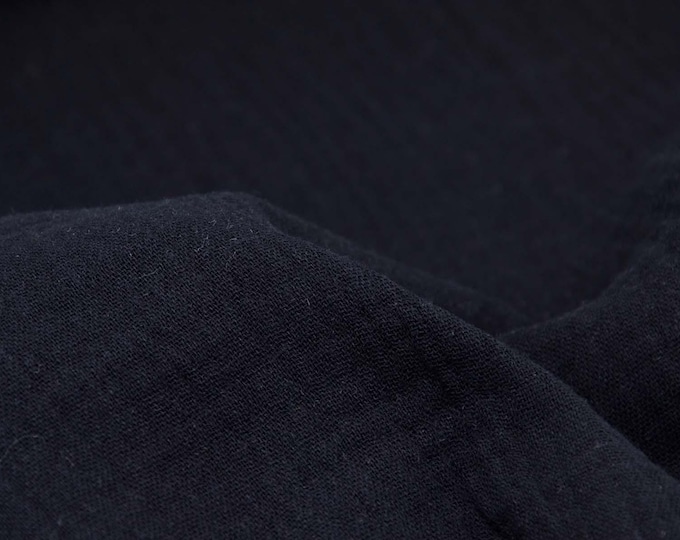 Muslin fabric made of 100% cotton - black fabric - 135 cm wide - matte fabric, solid color