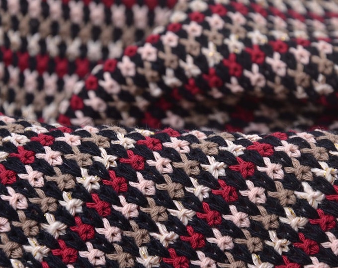 Strickstoff Glitzer aus Baumwolle, rot, schwarz, gold, beige - 140cm breit - Stoff strick, UNI