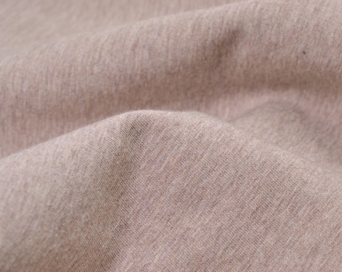 Sweatstoff Baumwolle meliert, angeraut in beige - 155cm breit - Stoff glatt, melange