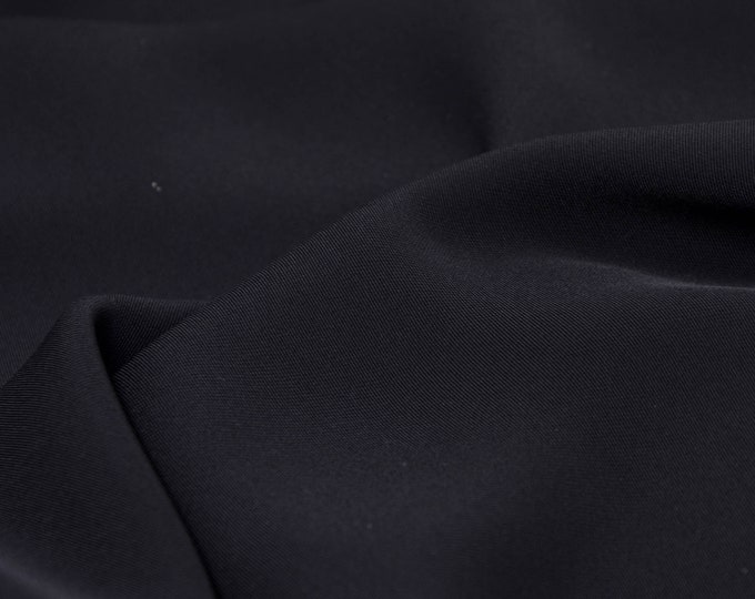 Blouse fabric microfiber, flowing plain black, blouses, trousers - 145 cm wide - fabric slightly shiny UNI