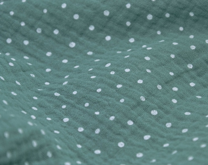 Muslin with dots made of cotton in mint by Hilco - 130 cm wide - fabric crushed dots