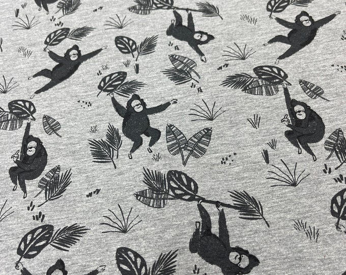 Sommersweat, Affen, Blätter, grau