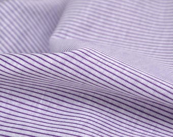 Children's jersey in white with purple stripes, made of cotton - 150 cm wide - matte fabric, striped