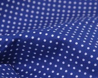 Cotton fabric with blue and white polka dots by Makower, patchwork - 110 cm wide - smooth fabric, polka dots