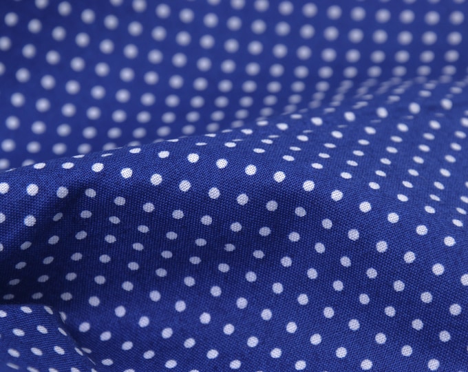 Baumwollstoff mit Punkten in blau, weiß von Makower, Patchwork - 110cm breit - Stoff glatt, Punkte