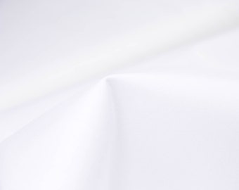 Tissu en coton blanc uni pour chemises et chemisiers - 150 cm de large - tissu uni uni
