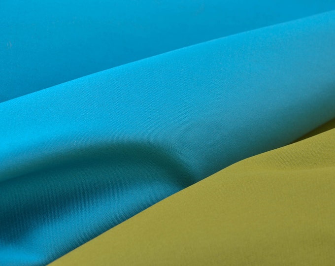 Evening wear Italian polyester-silk blend double-face in blue & green - 160 cm wide - fabric smooth UNI